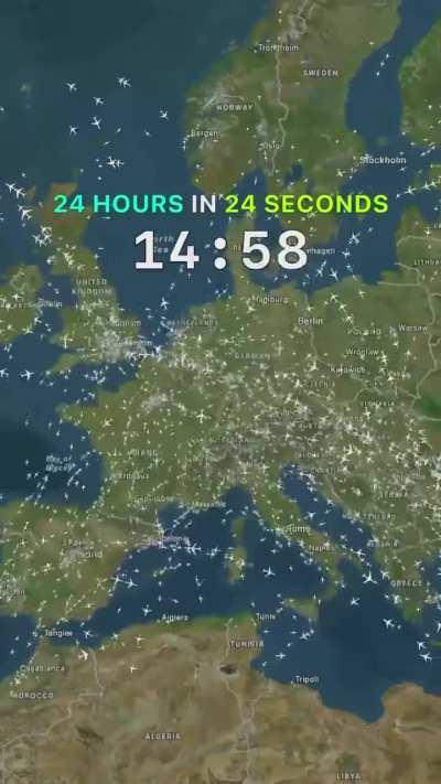 24 hours of European flights in 24 seconds