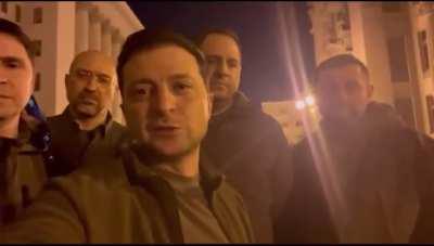 Ukraine’s President Zelensky is still in Kyiv and he says, “We are all here, our soldiers are here … we are defending our independence.”