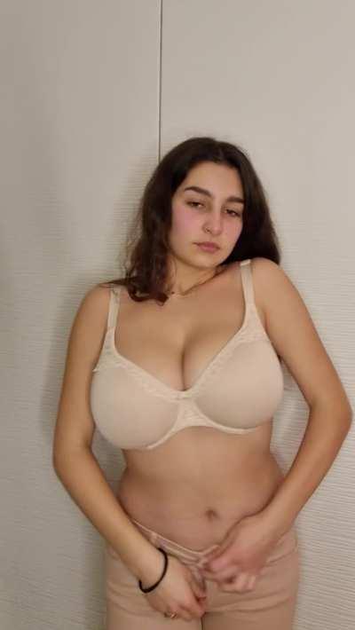 Big beautiful beige bra