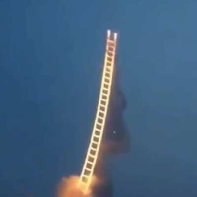 A Chinese artist creates stunning 500m ladder in the sky with fireworks in tribute to his grandmother