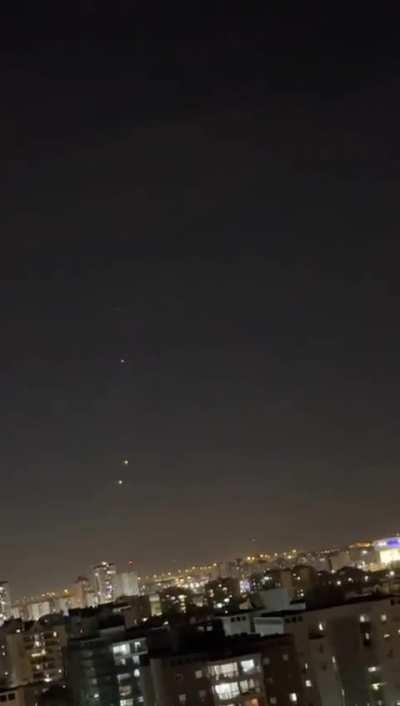 Iron dome intercepting rockets heading to central Israel