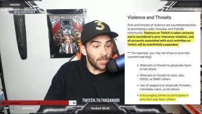 What are some other instances of Hasan blatantly violating the Community Guidelines?