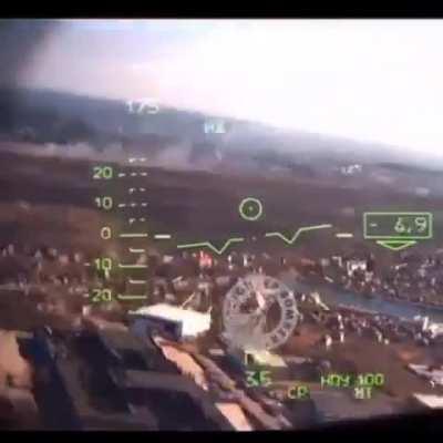 Russian Ka-52 is shot down by Ukrainian MANPADS, filmed from another Ka-52. February 2022.