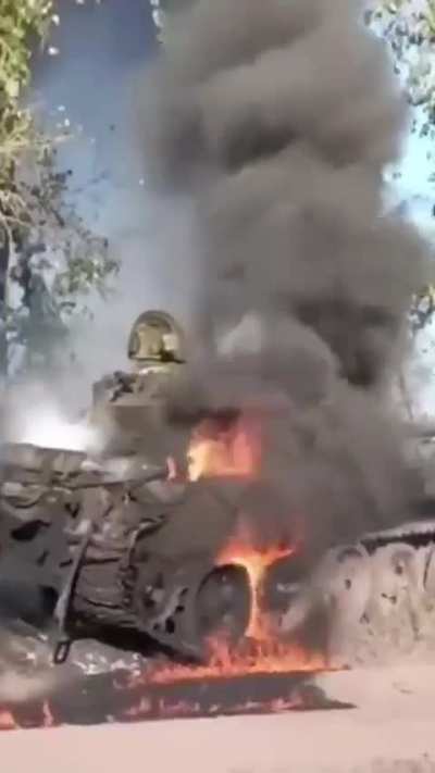 Another free BDA: Russian soldier filmed his burning tank (or armored vehicle). October 2024.