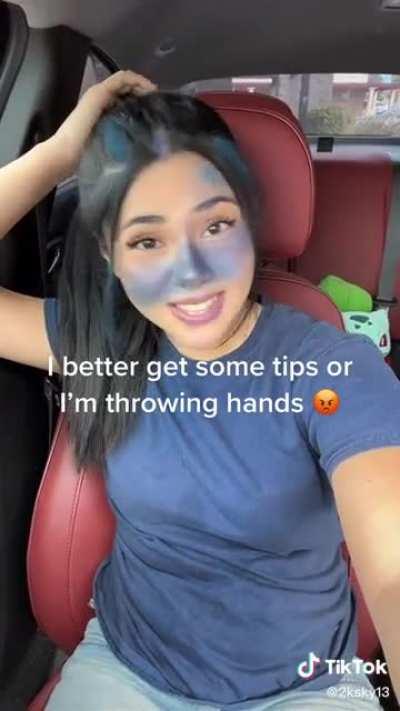 This Tiktok Violet decided to reenact the scene while sitting in her car. If Violet stole the gum and ate it later in a car scenario. Good thing the gum isn’t real. This would be a bad situation to become a blueberry