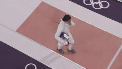 Nada Hafez’s reaction after her Olympic Fencing victory while 7 months pregnant