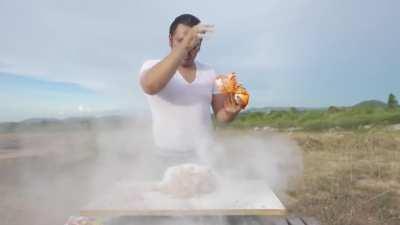 Salt Bae Attempts To Cook Fried Chicken