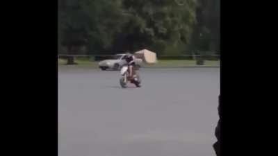 Wheelie with a moped fail