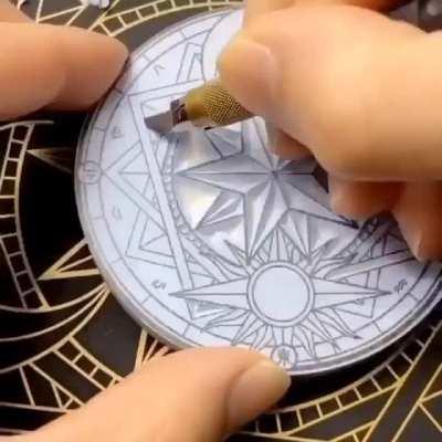 Zodiac circle stamp cutting.