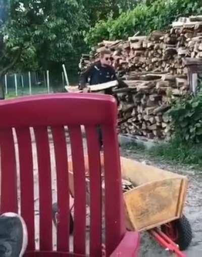 What could go wrong carying firewood while drunk