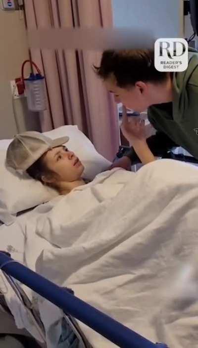 Girl reacts to her boyfriend after anesthesia