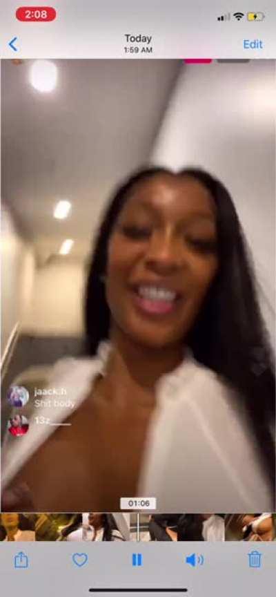 Baddiegi nipslip and titty out at end (edited to good parts only) y’all gotta start screenrecording her lives too🤦🏾‍♂️💯