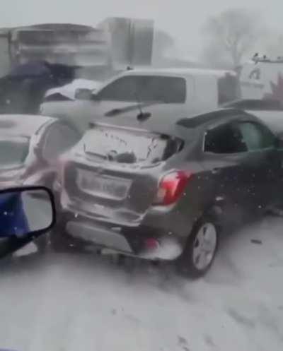 WCGW speeding on a snowy highway in low visibility