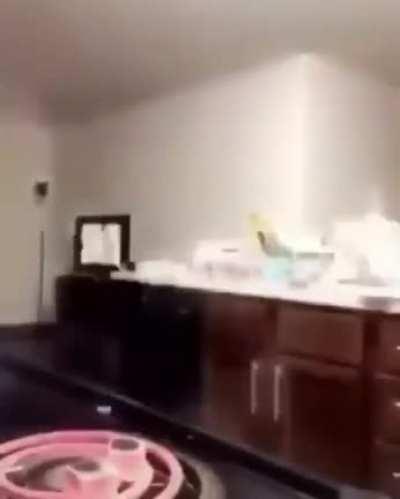 WCGW dancing next to pan of hot food