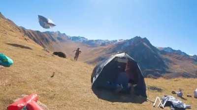 Tent stakes are for the weak and those who hate cardio