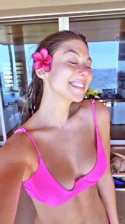 Pink bikini.