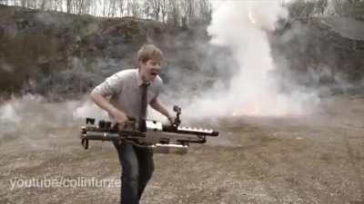 A thermite cannon in action