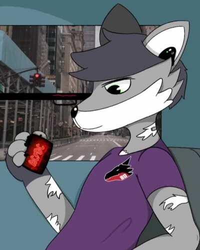 Austin takes the bus listening to Power Up. (Art by me Cynical2DD on Newgrounds)