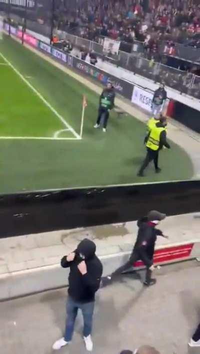 West Ham United fan named knollsey fighting off az alkmaar ultras who were trying to get to the West Ham players families 