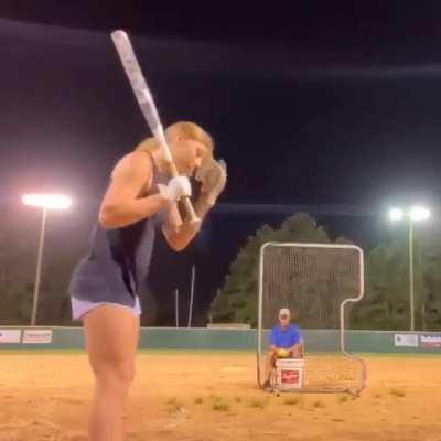 This woman hitting the ball out of the park one after the other