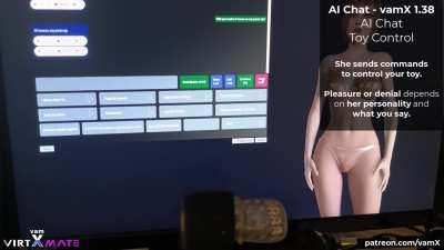 vamX 1.38 - Chat AI controls The Handy, SR6, Lovense Lush, and other sex toys - Also non-AI voice commands for toy control.