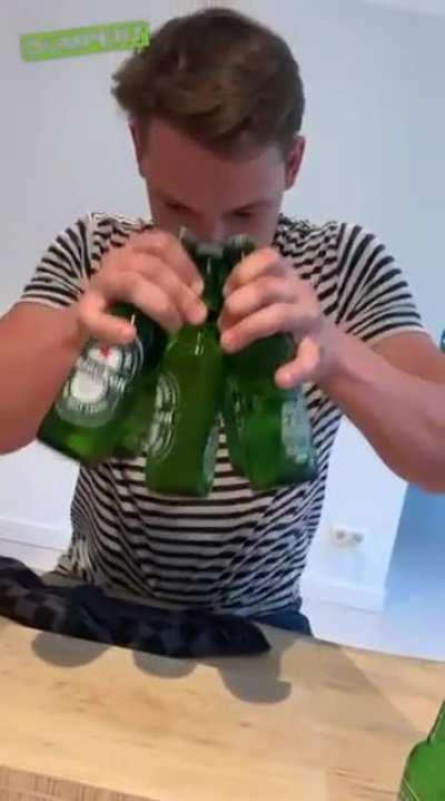 How real Dutchman open beer for bunch