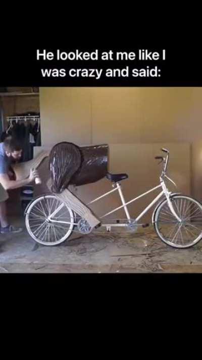 Man updates a tandem bike to make it more interesting