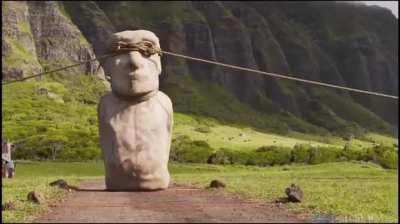 Testing one of the theorized ways Easter Island statues were moved into place.