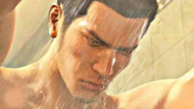 kiryu taking a shower but majima wants to get in