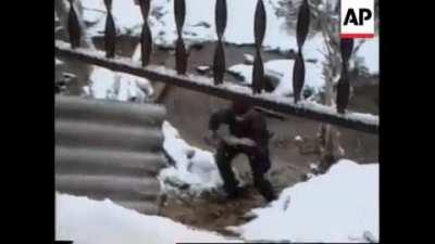 Bosnian Croat soldiers repel Bosniak attack on the town of Vitez (Croat-Bosniak war) in the 1993. or 1994.