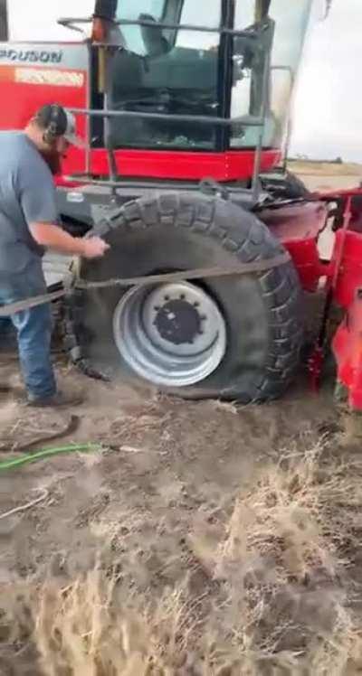 Fixing a tractor tire