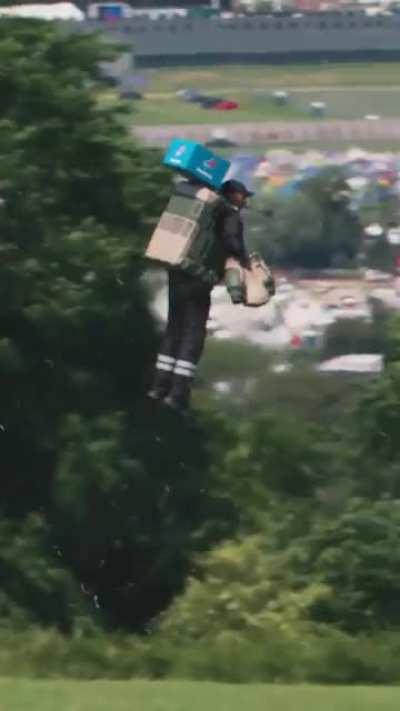 Expedited pizza delivery by jet pack