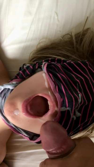 Cum on face, panties and in mouth - all at once! [OC]