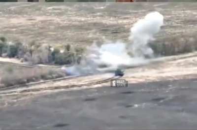 Ukrainian T-64bv hits a Russian MT-LB from point blank range