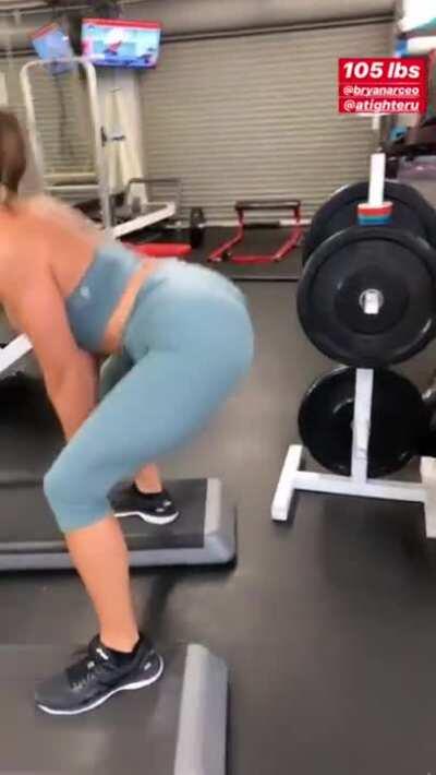 Gabbie Hanna Hitting Deep Squats With Cleavage Out