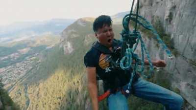 Highline canyon swing off the Squamish Chief