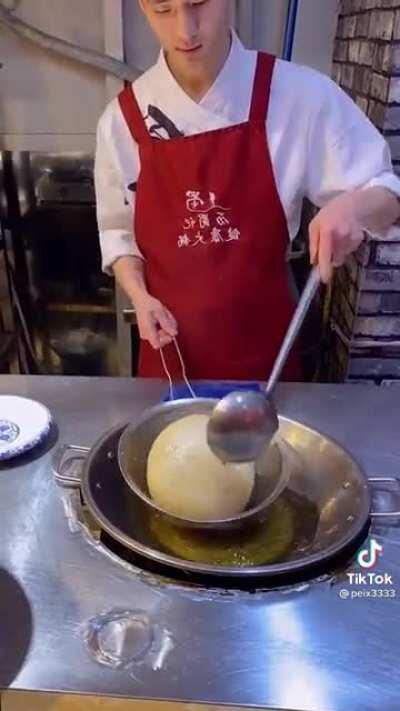 Specialty snack fried sesame ball.