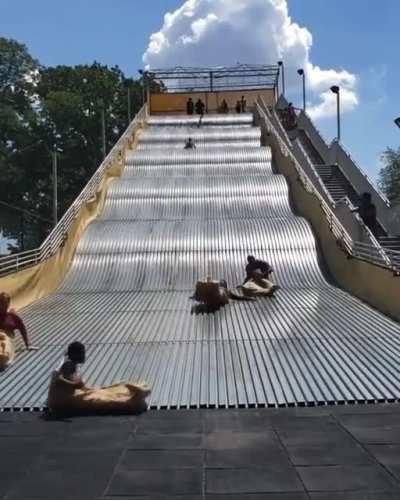 The giant slide at Belle Isle Park in Michigan was open for only 4 hours before workers shut it down. No idea why!!