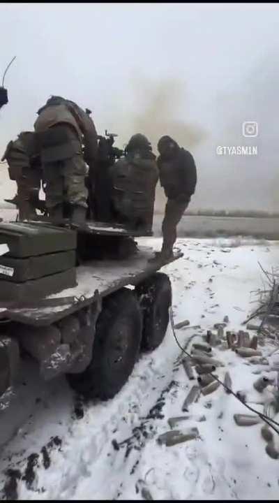 AZP S-60 57mm mounted in a Kamaz truck firing against Russian positions. Crew from the 56th Motorized Brigade (12/2023)