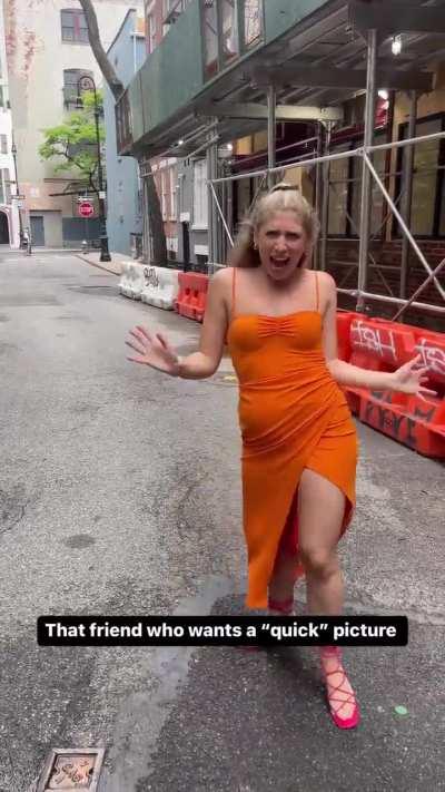 Sabrina Brier showing her amazing curves in a tight orange dress 😩 the jiggle on that thing