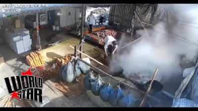 Indian worker falls into boiling liquid.