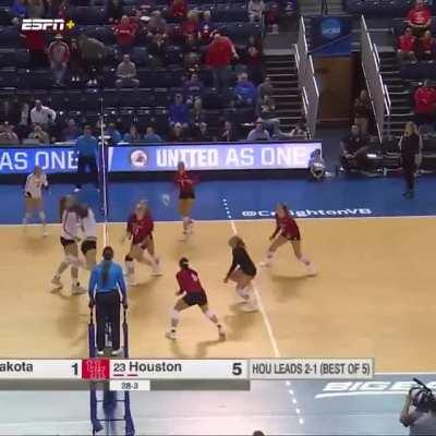 Volleyball Player Dives Into A Table, Makes the Save