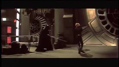 Raw footage from Star Wars: Return of the Jedi of lightsaber duel