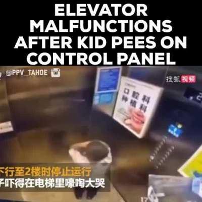 Kid pisses off the elevator