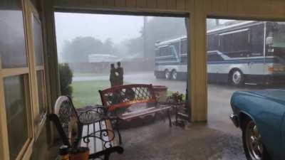 Heavy rain during a hurricane