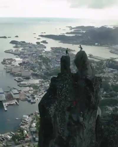 These guys playing on top of a mountain