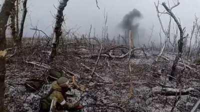 GoPro from Russian soldiers of the 155th Guards Naval Infantry Brigade come under heavy Ukrainian artillery fire during assault. Southern Donetsk. January 2024