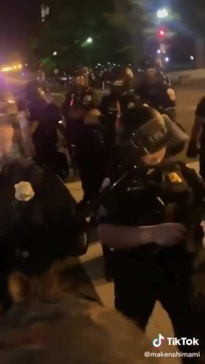 A cop tried to take a knee in solidarity his fellow colleagues grabbed him and pulled him up.