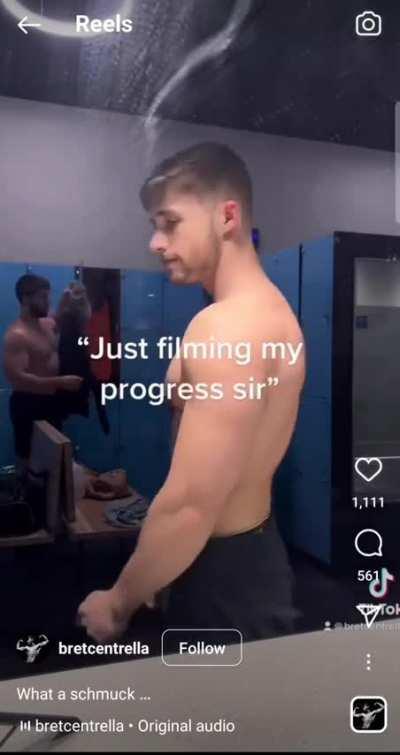 Guy is politely asked to stop filming in the changing room...