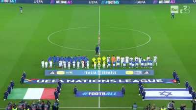 Italian fans whistled and booed Israel's national anthem during yesterdays Nations League match